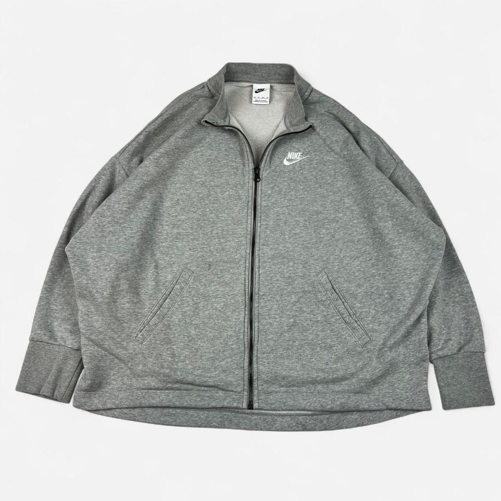 Y2K Nike full zip fleece track jacket in heather grey size XS oversized